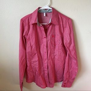 Cinch Button Down Western Rodeo Shirt Pink Pattern Size Medium Women’s NWOT